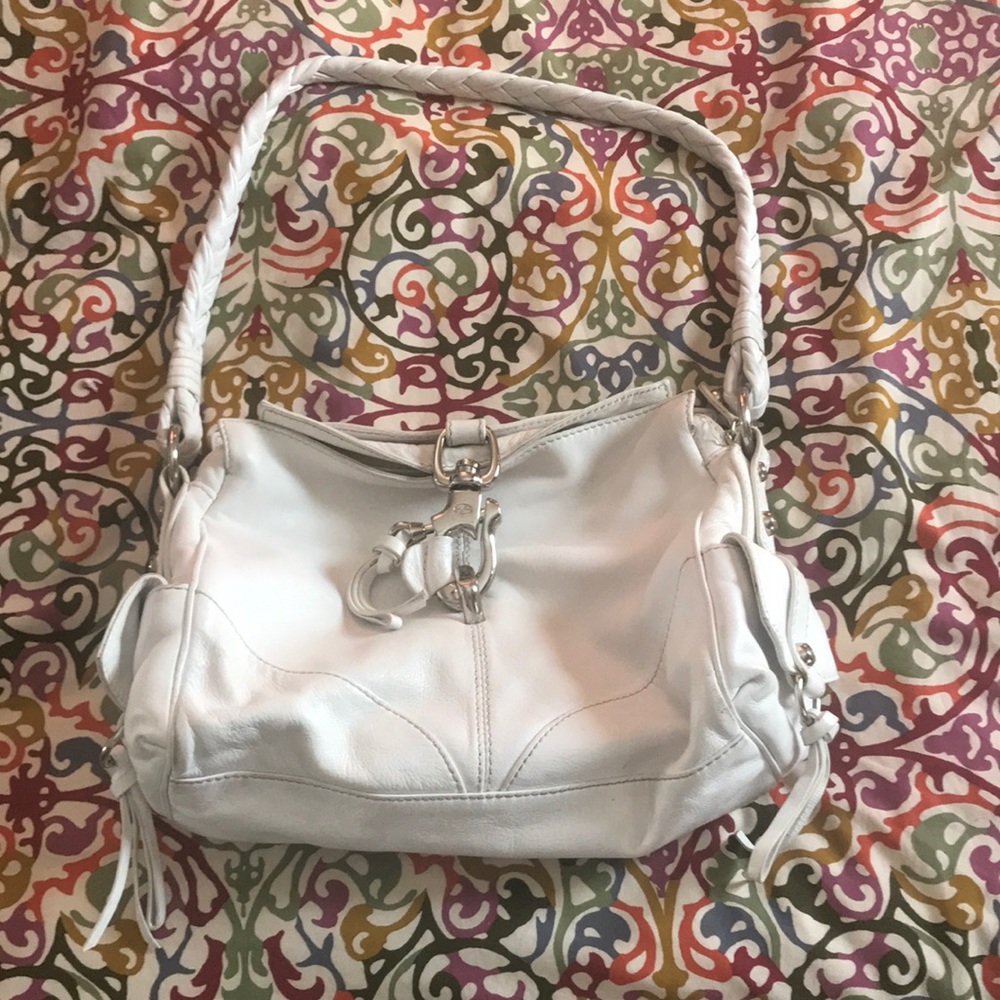 Francesco Biasia White Leather Shoulder Bag